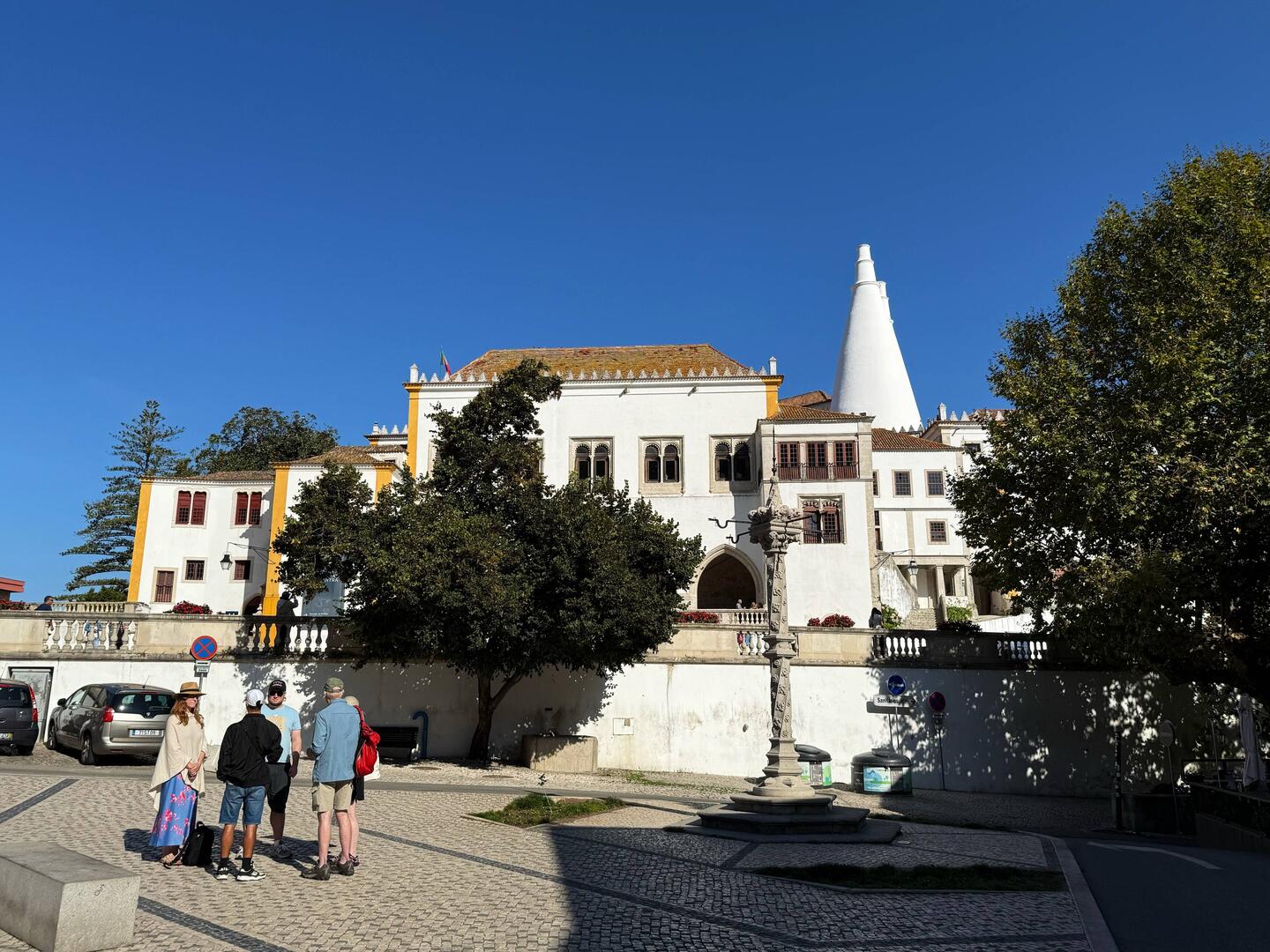 Outside of Sintra palace. The tall round things are the kitchen chimneys