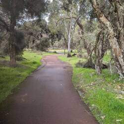 The lovely path from the train to the park - we had it all to ourselves...