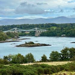 Menai Bridge designed by Telford. Geoff loves bridges.
