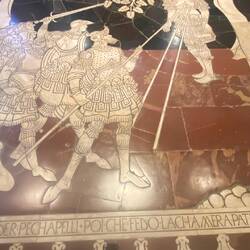 Szene aus den „biblisch-historischen“ Böden, vermutlich die Darstellung von einem bibli