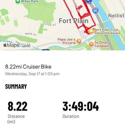 Our bike ride and walk today. We usually ride about 7mph when we are riding the bikes.