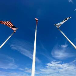 Flags dedicated to the patriots of the Mohawk Valley during the Revolutionary War.
