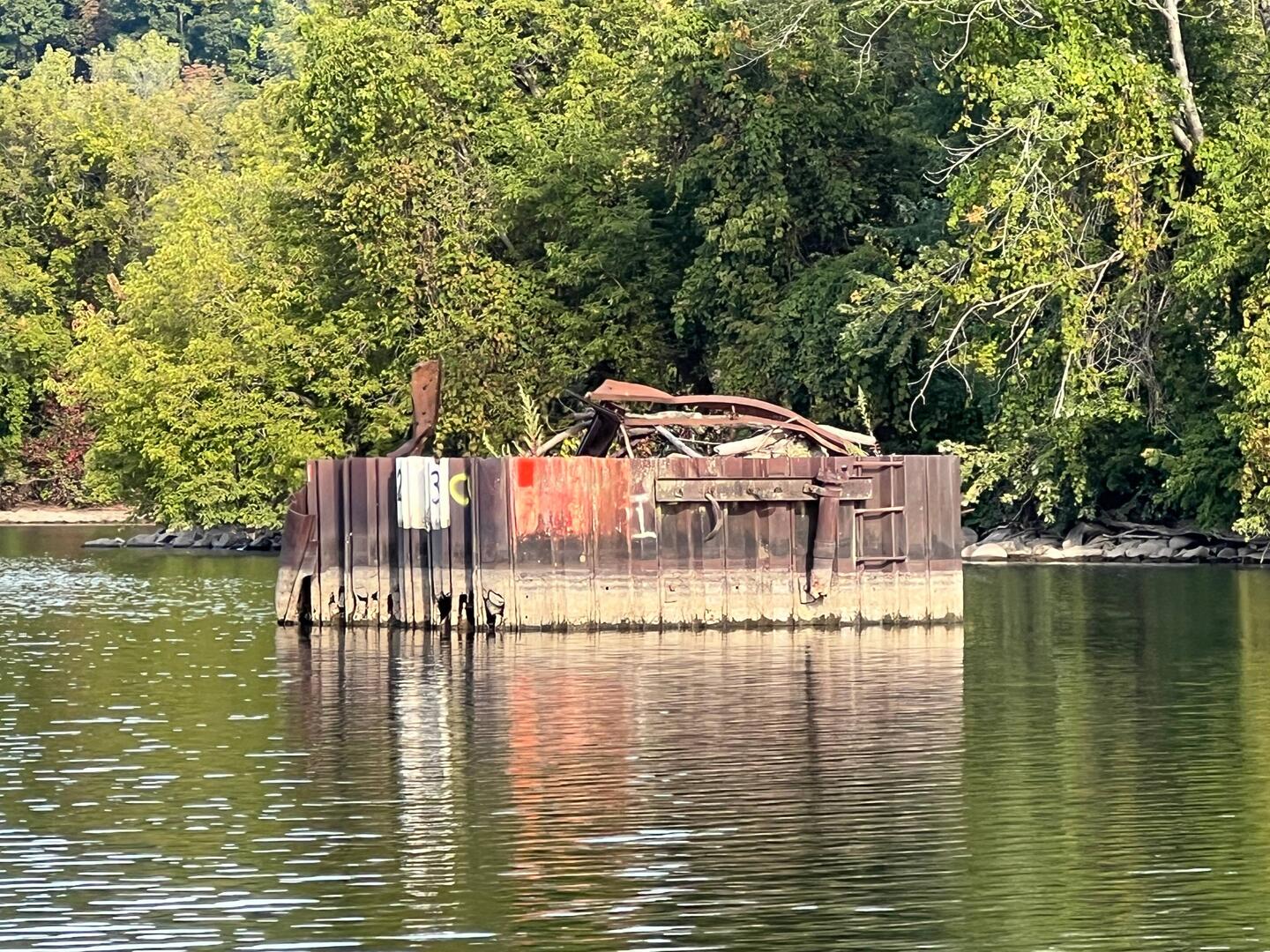 Not sure what this is. In the middle of the river just past lock E14.