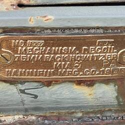 Plate on the side of the VFW Post Cannon.