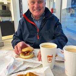 Ted "enjoying" breakfast!