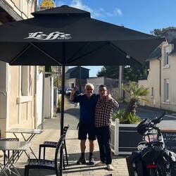 First customers at his cafe