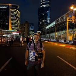Happy guy in the middle of the track