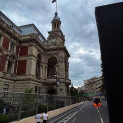 On the track. Many teams run or cycle the track to work out