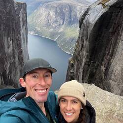 Us overlooking the fjord