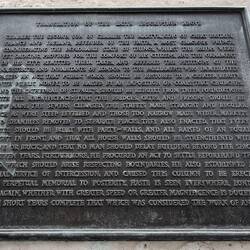 Plaque describing how London was to be rebuilt