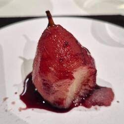 Poached drunken pear