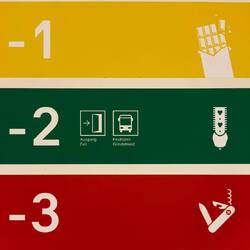 Swiss icons used to identify the levels of the parking structure in Grindelwald, Switzerland.