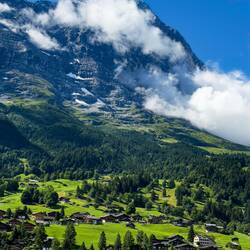 Hello Eiger! The mountain is shedding its cloud cloak — Grindelwald, Switzerland.