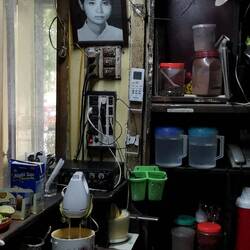 Tiny kitchen at *Café Binh*.