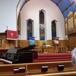 Inside St John's Methodist church, before the choral concert started.