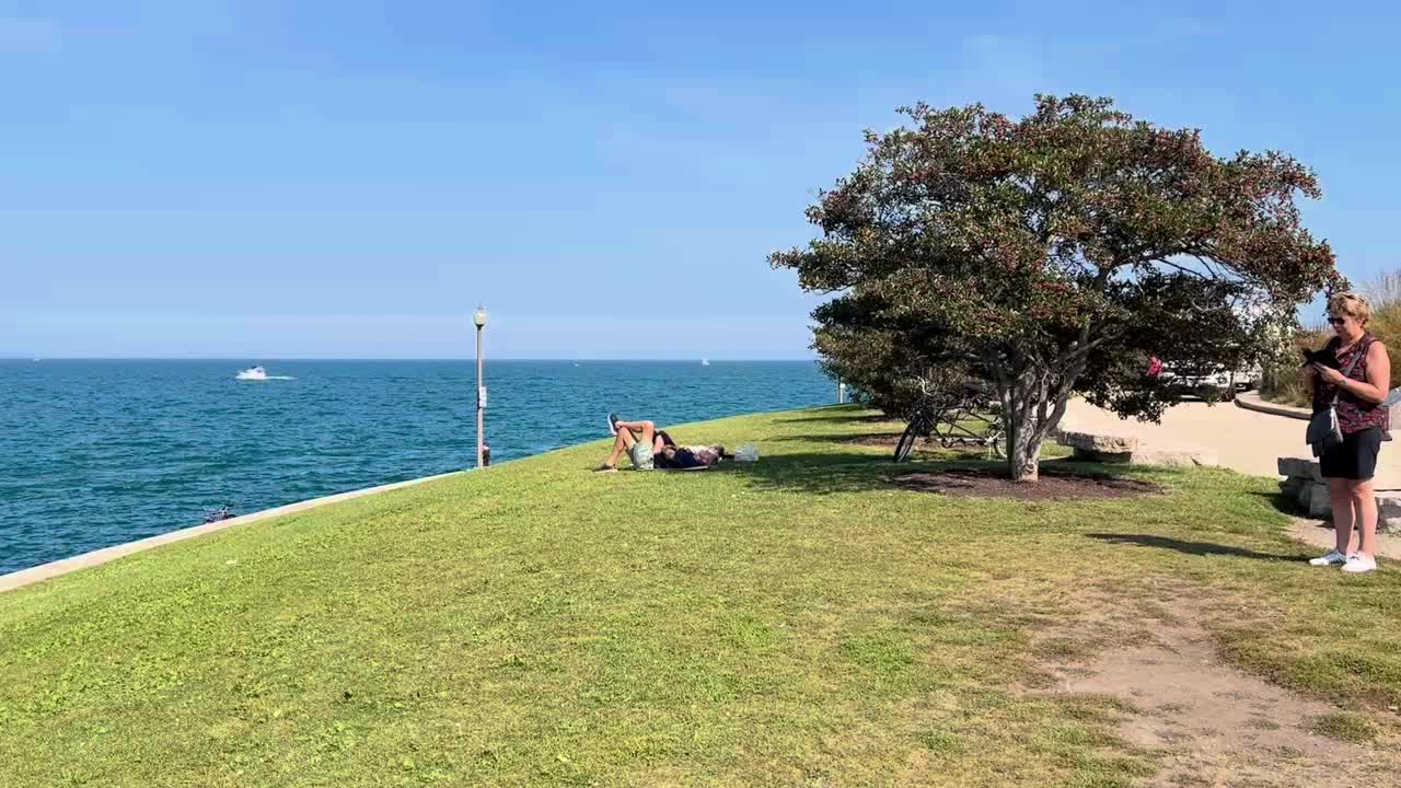 Panorama of some of the Chicago waterfront from Northerly Island Park
