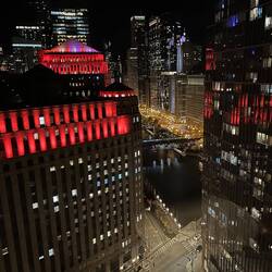 Nightime in the city of Chicago, from my hotel