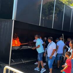 Prayer candles thrown in fire