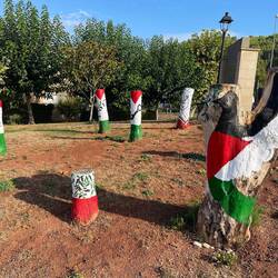 We've seen many Palestinian flags in Spain.People are very vocal about the genocide happening there.