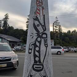 The side of the 50th Parallel marker.