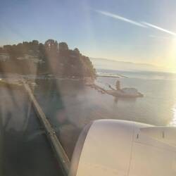 Anflug auf Korfu über die "Mäuseinsel"