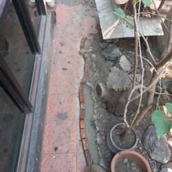 Adding a layer of bricks and mortar to raise the stones around the gravel bed