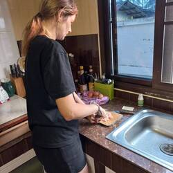 Cooking with our Workaway hosts