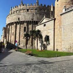 The cathedral is built into the city walls