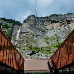 Heading up to Mürren from the Stechelberg Cable Car Station — Switzerland.