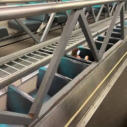 Looking downstairs on the bilevel coach