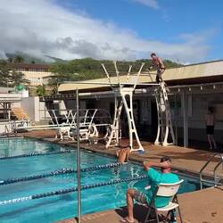 Someone sneezed loudly during Jeff's first dive, but he didn't ask for a re-dive.
