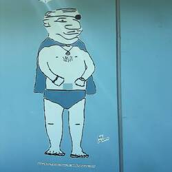 Speedo man mural at Pāʻia. This mural has been updated since we last saw it in 2023.