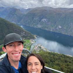 Us atop Stegastein viewpoint