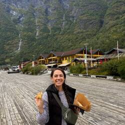 Chelsea enjoying our baked goods from the bakery