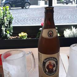 Tony's favourite beer. At lunch. Frosty glasses.