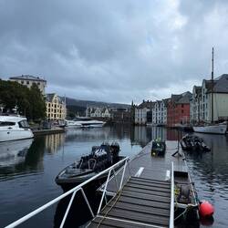 A harbor in the center of town