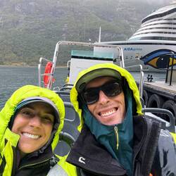 On the boat(no one else had loaded yet)