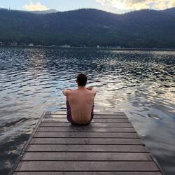 A swim in the lake and later he did some fishing