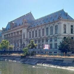 Palace of Justice on the other side of the River Dambovita from the Old Town