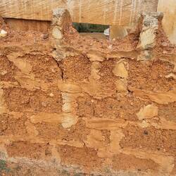 Hybrid house construction in Bonkro. Concrete and clay.