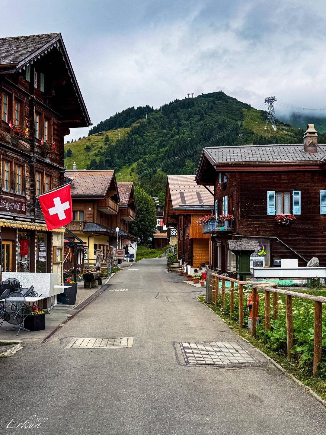 With the day-trippers gone, the streets are eerily quiet — Mürren, Switzerland.