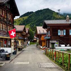 With the day-trippers gone, the streets are eerily quiet — Mürren, Switzerland.
