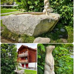 Standing guard at the fountain — Mürren, Switzerland.