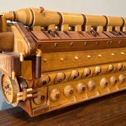 A stunning one-off model of a 20-cyl EMD 710 prime mover in Ed's office