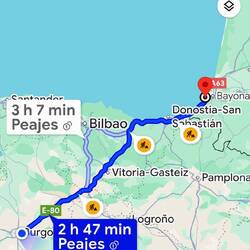 Nuestro recorrido de hoy entre Burgos y Biarritz
