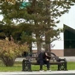 Look! One guy on one of the hundreds of empty park benches