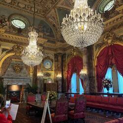 The dining room-the chandeliers were geared up for both electric and gas lighting 😳