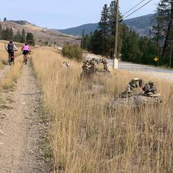 Creative rock cairns on the side of the trail