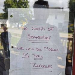 Still haven't figured out what's up on Tuesdays, but half the businesses are closed.