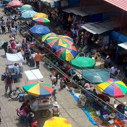 The market just below our bedroom window